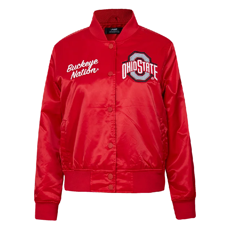 stylish knit jacket for women -OHIO STATE UNIVERSITY CLASSIC WOMEN'S SATIN JACKET (RED)