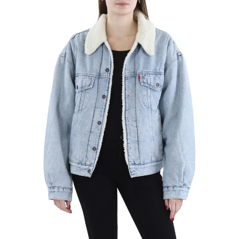 women's winter coat -Levi Strauss & Co. Womens Denim Sherpa Trucker Jacket