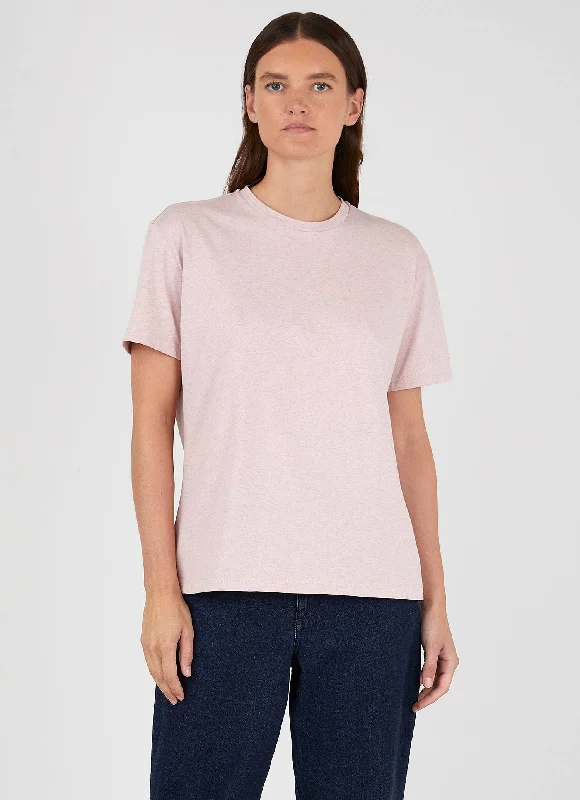 women's ribbed short sleeve tee -Women's Boy Fit T-shirt in Shell Pink Melange