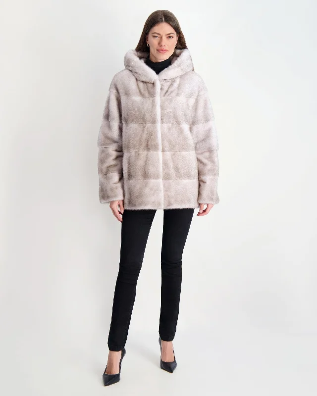 ladies' waterfall drape coat -Mink Parka