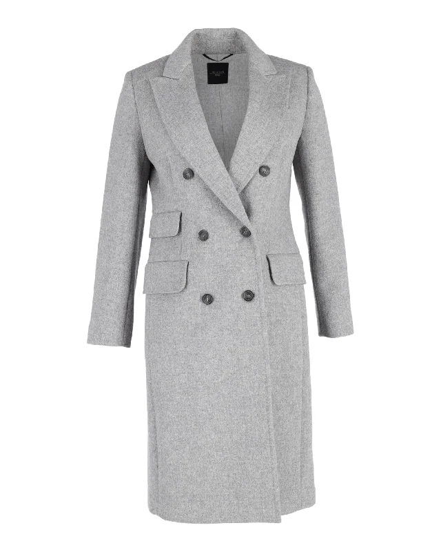 ladies' cashmere overcoat -Weekend Max Mara Double-Breasted Coat in Grey Wool