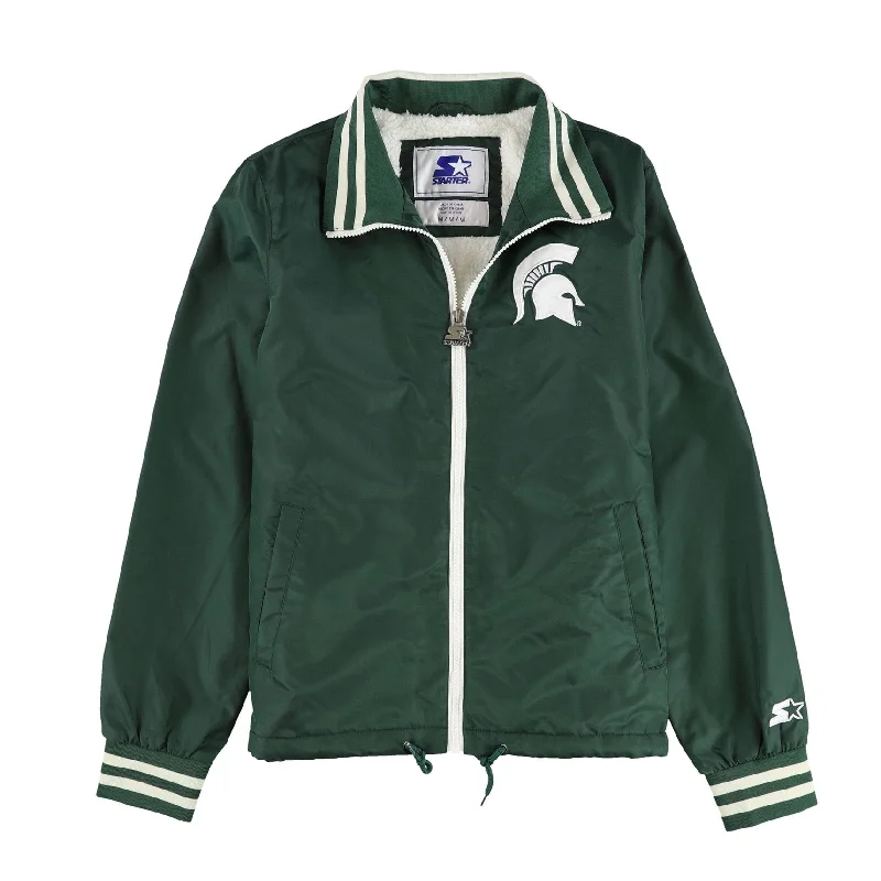 professional work blazer for women -STARTER Womens Michigan State University Bomber Jacket, Green, Medium