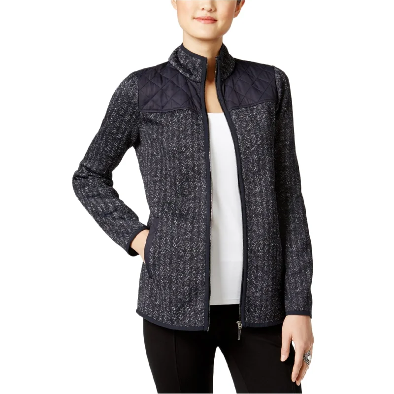 structured blazer jacket for women -G.H. Bass & Co. Womens Contrasting Mock-Neck Bomber Jacket, Blue, Large