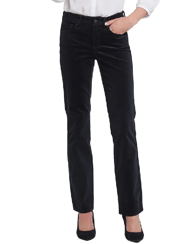 women's high-waisted jeans -NYDJ Marilyn Black Straight Jean