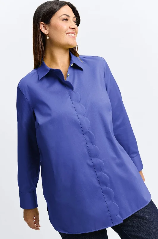 breathable moisture-wicking short sleeve shirts -Layla Plus Stretch Matte Sateen No Iron Tunic