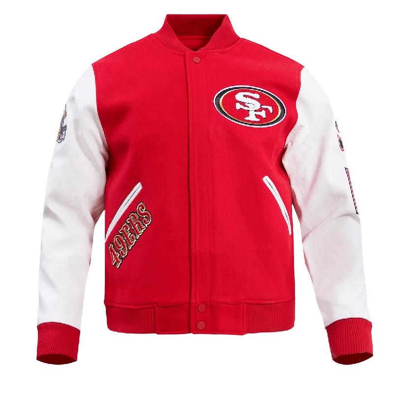 sporty track jacket for women -NFL SAN FRANCISCO 49ERS CLASSIC WOOL VARSITY JACKET (RED/WHITE)