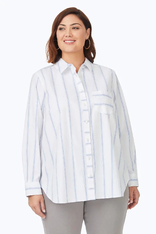 lightweight travel short sleeve shirts for women -Boyfriend Plus No Iron Soho Stripe Tunic