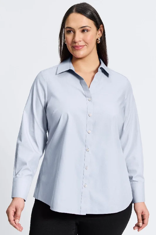 women's oversized short sleeve shirt -Mary Plus Essential Pinpoint No Iron Shirt