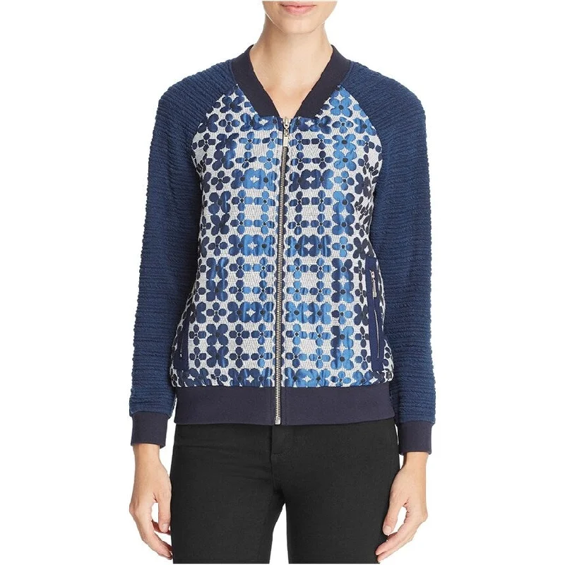 women's sherpa-lined jacket -Finity Womens Floral Bomber Jacket, Blue, 12