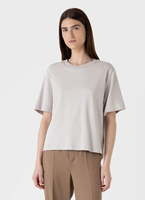 ladies' chiffon short sleeve blouse -Women's Boxy Heavyweight T-shirt in Putty