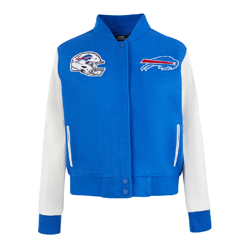 lightweight quilted jacket for women -NFL BUFFALO BILLS CLASSIC WOMEN'S WOOL VARSITY JACKET (ROYAL BLUE/WHITE)