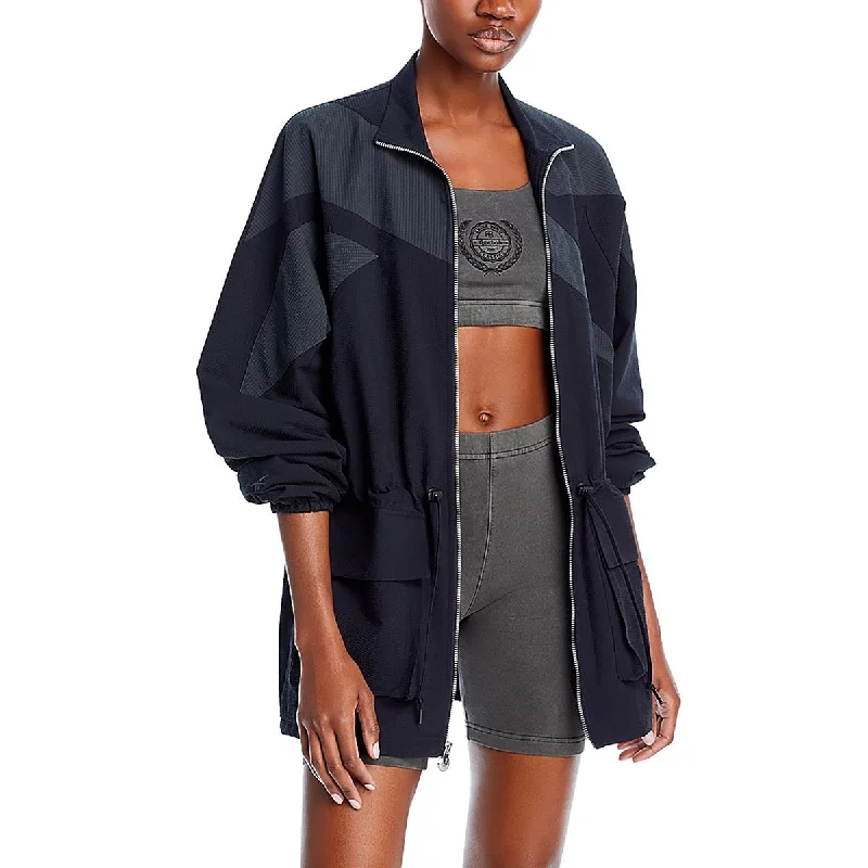 women's belted trench coat -Reebok Womens Drawstring Outerwear Windbreaker Jacket