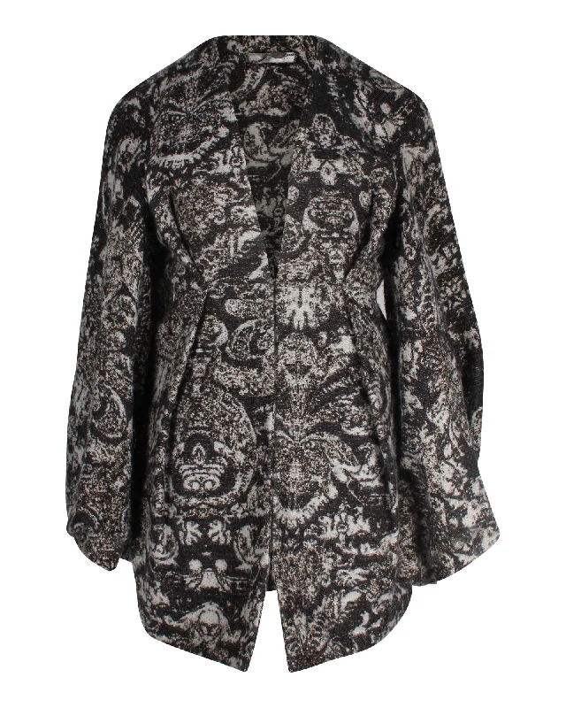 warm shearling coat for women -Stella McCartney Kimono Sleeves Coat in Grey Cotton Wool