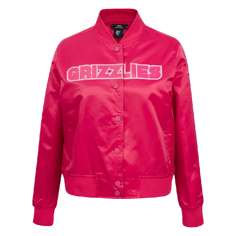 women's bohemian style kimono jacket -NBA MEMPHIS GRIZZLIES TRIPLE PINK WOMEN'S SATIN JACKET (BEETROOT PURPLE)