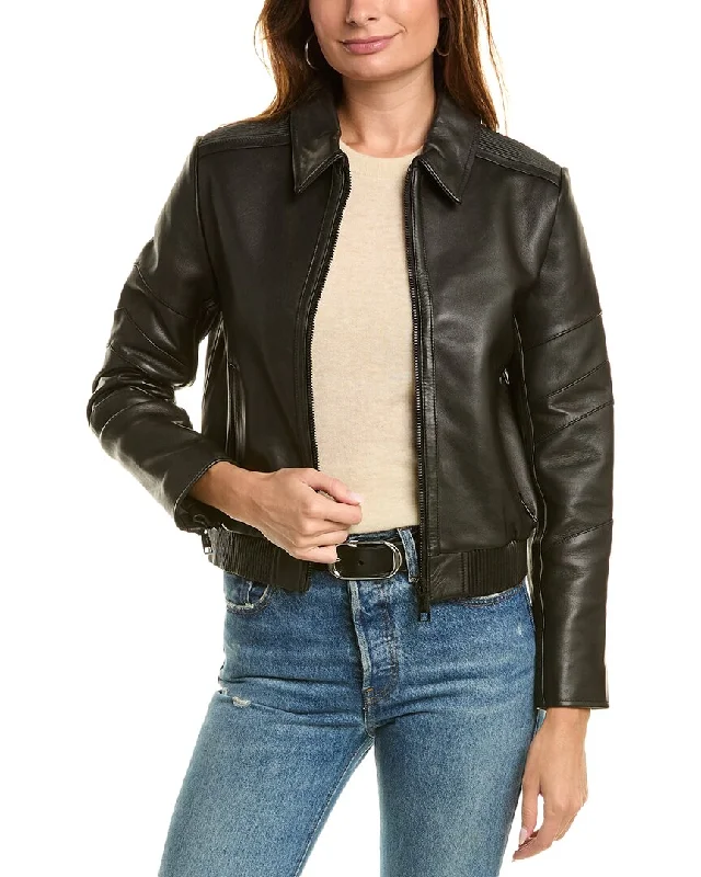 women's lightweight cargo jacket -The Kooples Leather Jacket