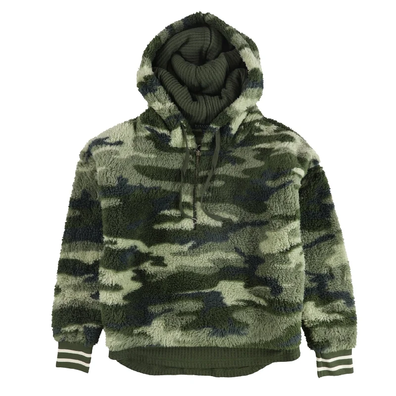 women's fur-trimmed parka -P.J. Salvage Womens Camouflage Fleece Jacket, Green, Small