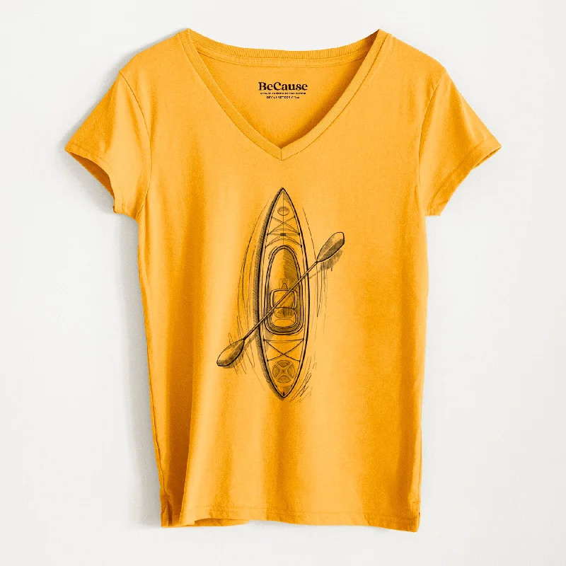 workout-friendly short sleeve tops for women -Kayak - Women's 100% Recycled V-neck