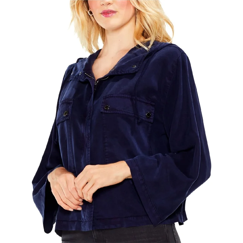 women's bohemian style kimono jacket -Vince Camuto Womens Bell Sleeve Jacket, Blue, Large