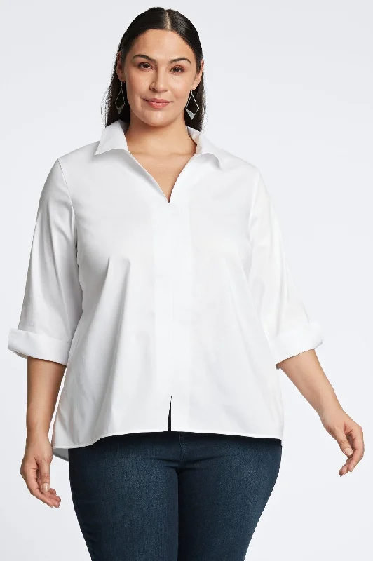 breathable moisture-wicking short sleeve shirts -Agnes Plus No Iron Stretch Sateen Shirt