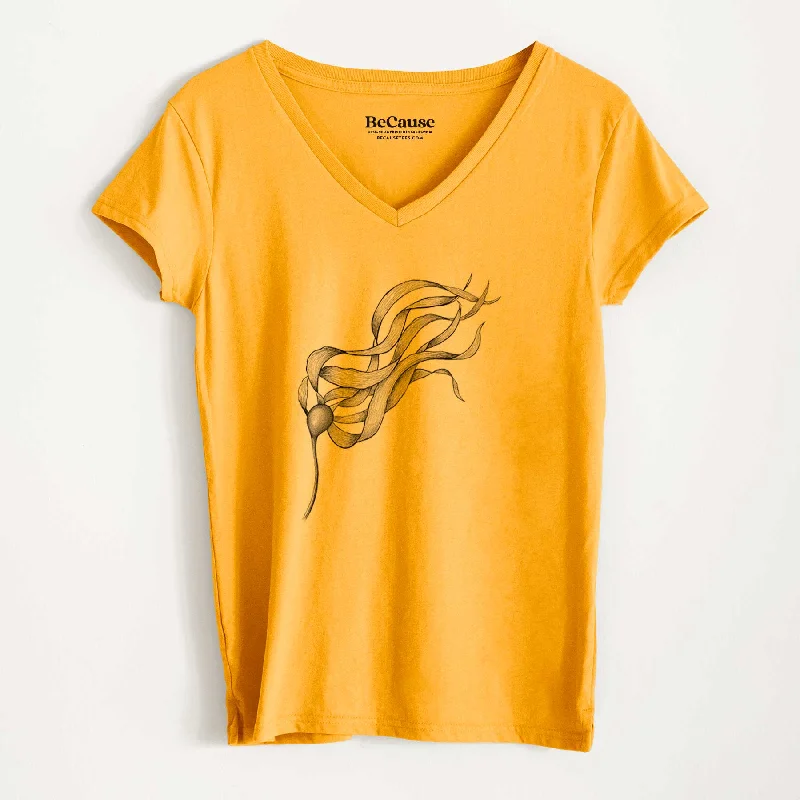 women's summer short sleeve top -Bull Kelp - Nereocystis Luetkeana - Women's 100% Recycled V-neck