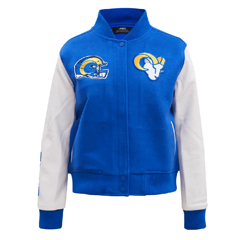 ladies' sporty windbreaker -NFL LOS ANGELES RAMS CLASSIC WOOL WOMEN'S VARSITY JACKET (ROYAL BLUE/WHITE)