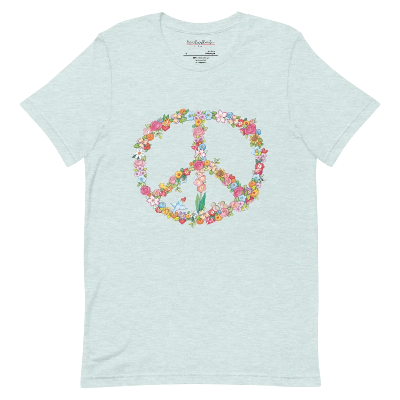 women's graphic short sleeve t-shirt -Floral Peace Unisex T-Shirt