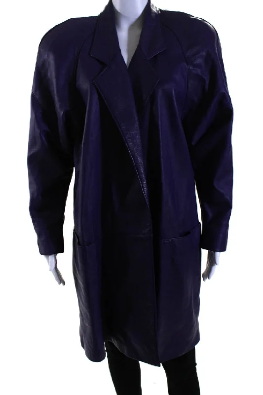 women's faux fur coat -Giovinezza Moda By Rocco Womens Leather Wrap Coat Grape Purple