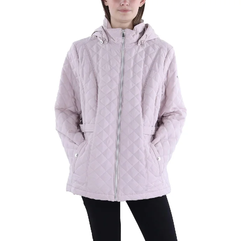 ladies' sporty windbreaker -Laundry by Shelli Segal Womens Hooded Short Quilted Coat