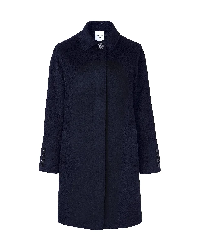 women's asymmetrical zip jacket -CASHMERE CLASSIC COAT