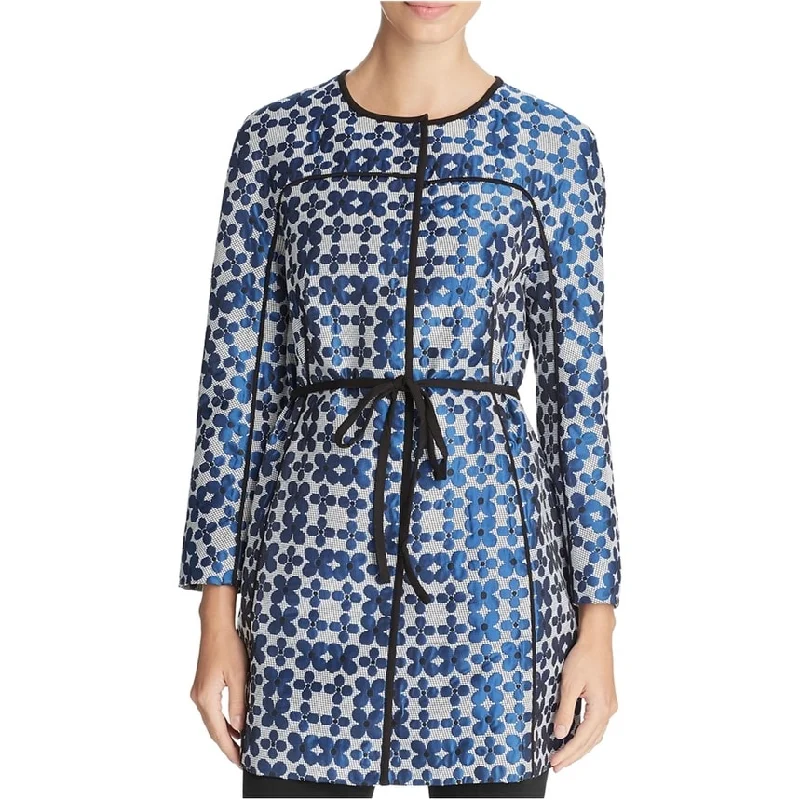 sophisticated evening coat for women -Finity Womens Floral Ponte Jacket, Blue, 4