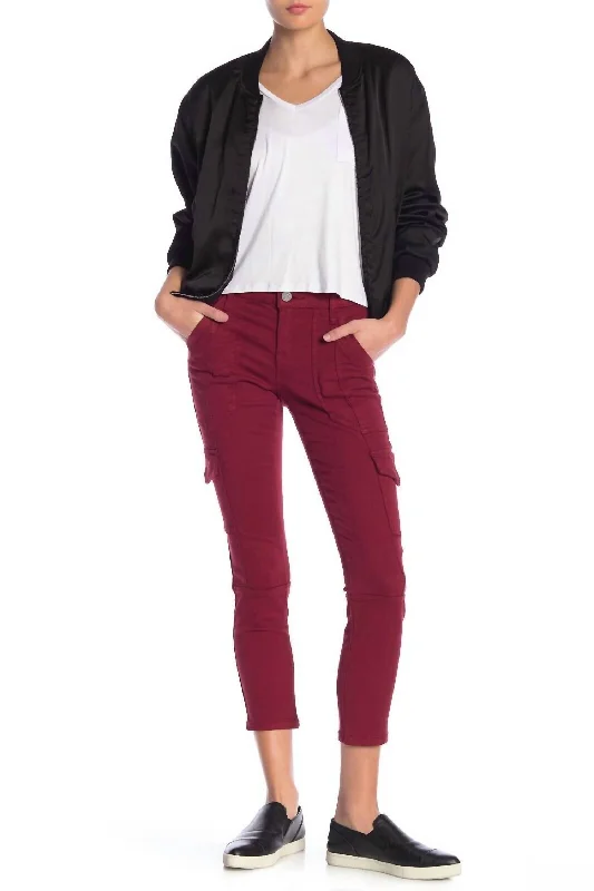 ripped high-waisted jeans for women -Okana High-Rise Cargo Pants In Red