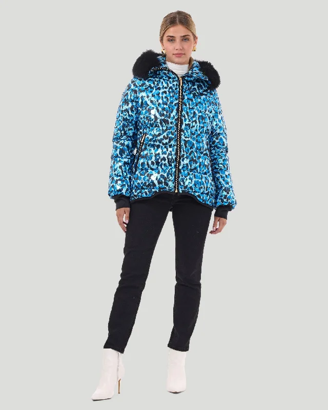 lightweight quilted jacket for women -Apres-Ski Jacket with Detachable Toscana Shearling Lamb Hood Trim