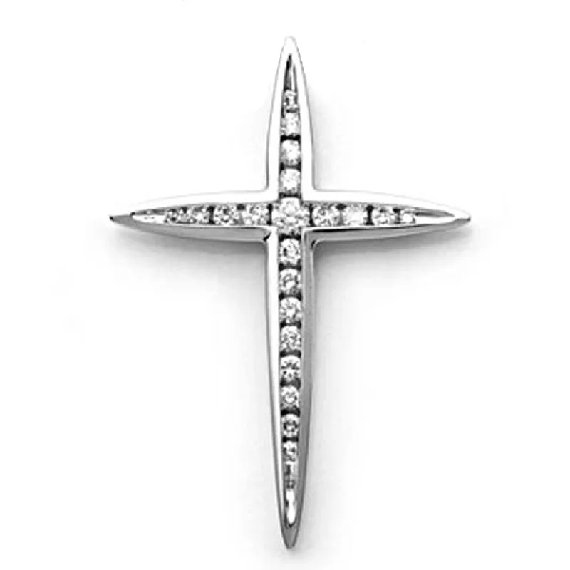 sophisticated evening coat for women -18k White Gold Diamond Cross Pendant