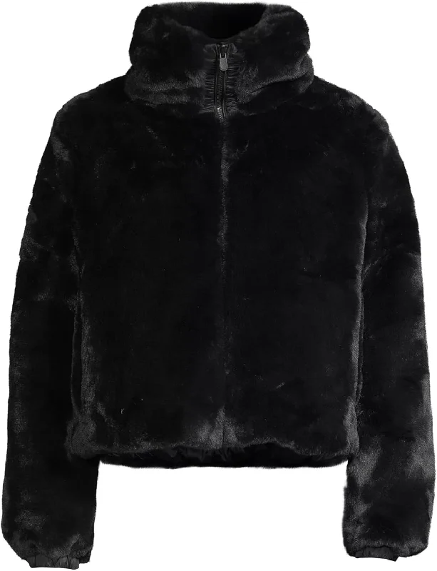 women's classic pea coat -Save the Duck Women's Jeon Faux Fur Jacket, Black