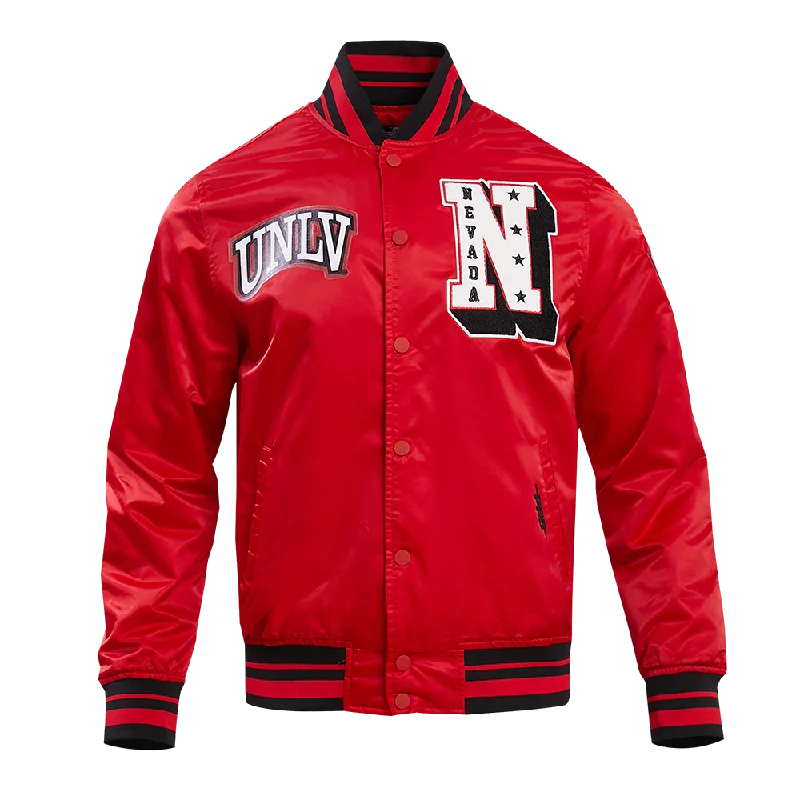 women's elegant cape coat -UNIVERSITY OF NEVADA LAS VEGAS CLASSIC SATIN RIB JACKET (RED/BLACK)