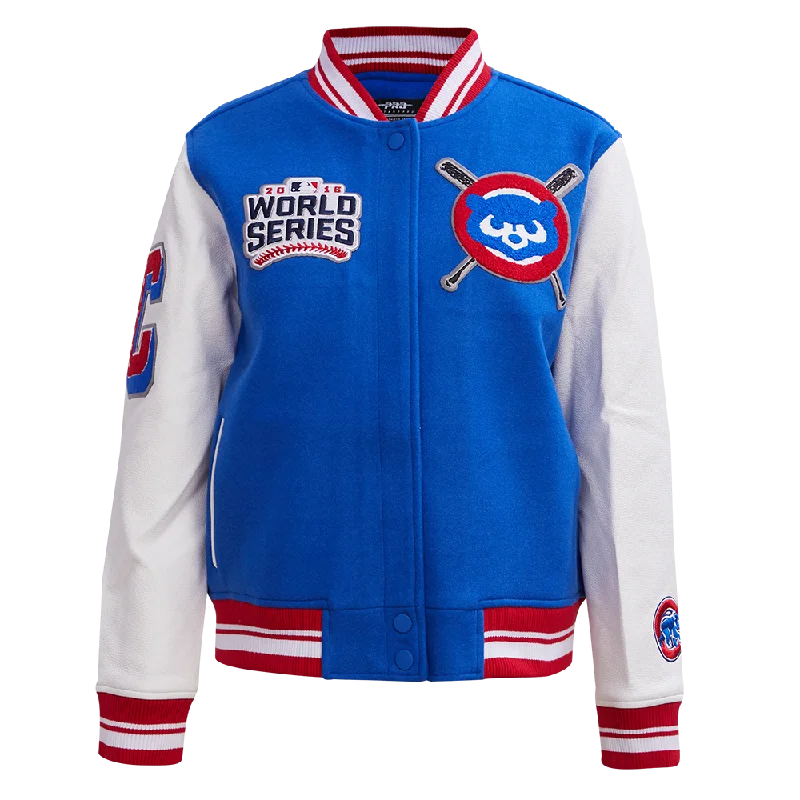 women's lightweight jacket -MLB CHICAGO CUBS MASHUP WOOL WOMEN'S VARSITY JACKET (ROYAL BLUE/RED)