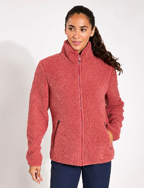 fashionable metallic puffer jacket for women -High Curl Jacket - Red Coral