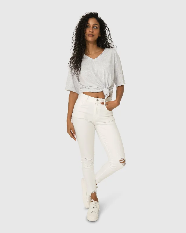 high-rise tapered jeans for women -Skinny Dip