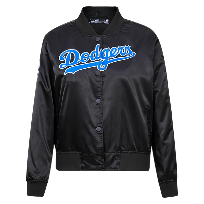 sustainable eco-friendly coat for women -MLB LOS ANGELES DODGERS CLASSIC WOMEN'S SATIN JACKET (BLACK)