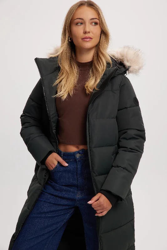 women's fur-trimmed parka -Winter