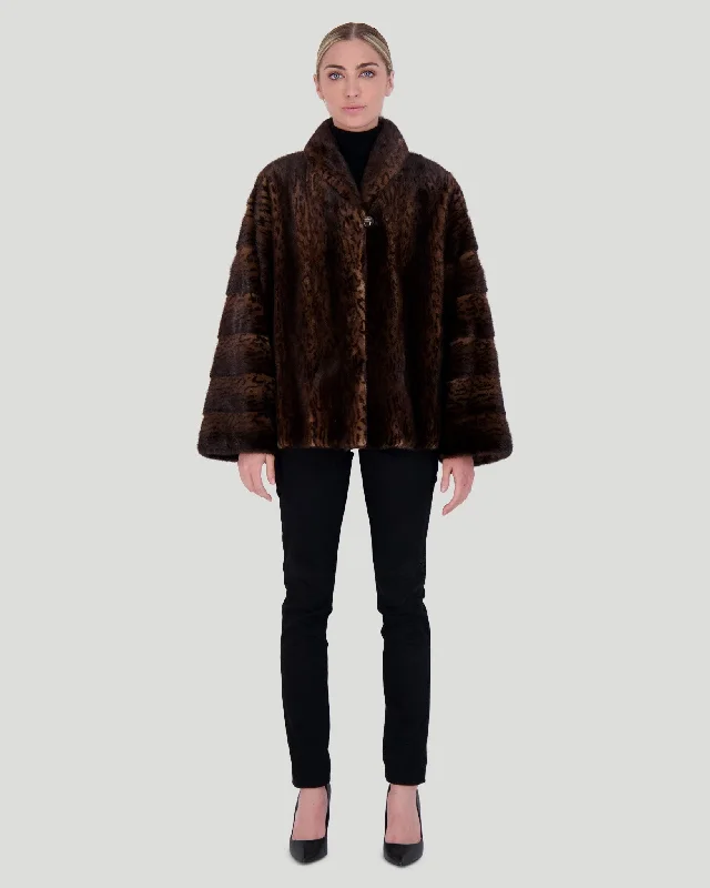 women's winter coat -Mink Jacket with Horizontal Sleeves