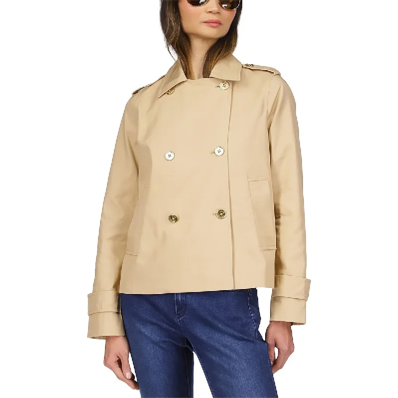 stylish longline coat for women -MICHAEL Michael Kors Womens Twill Cropped Pea Coat