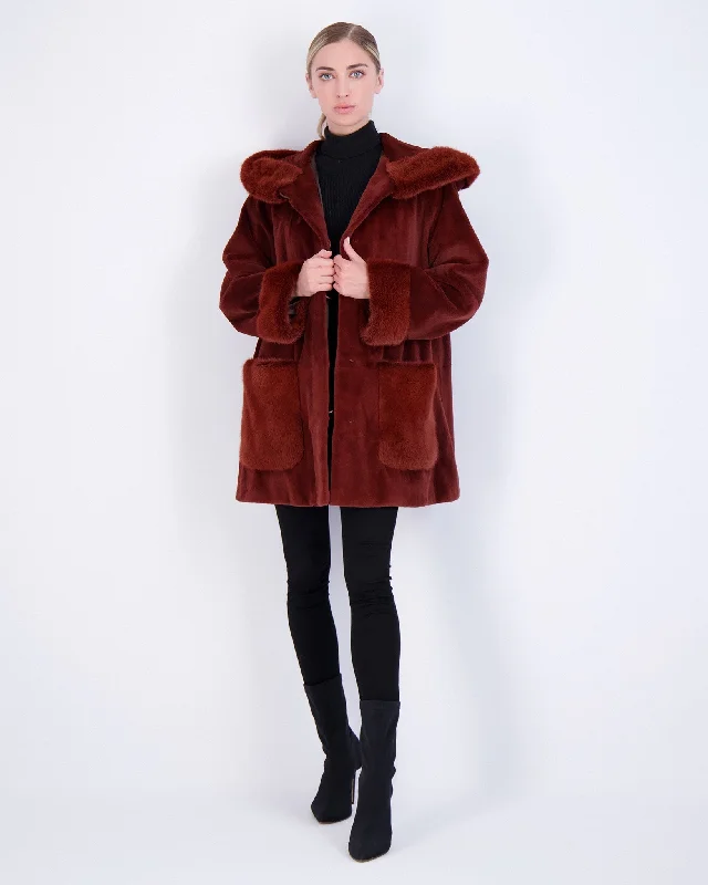 cozy teddy coat for ladies -Mink Parka