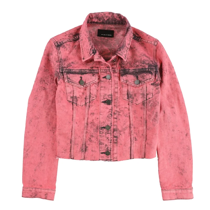 cropped wool blazer for women -Articles of Society Womens Vegas Jean Jacket, Pink, Small