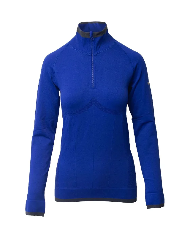 sustainable eco-friendly coat for women -Stella McCartney For Adidas Half Zip Jacket in Blue Nylon