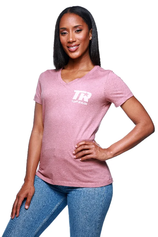 ladies' soft modal short sleeve top -Mauve Top Rank Women's V-Neck T-Shirt