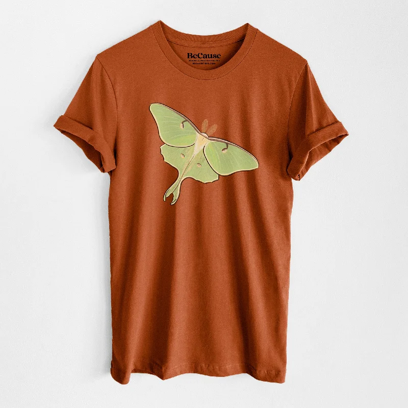 ladies' vintage short sleeve shirt -Vibrant Luna Moth - Actias luna - Lightweight 100% Cotton Unisex Crewneck