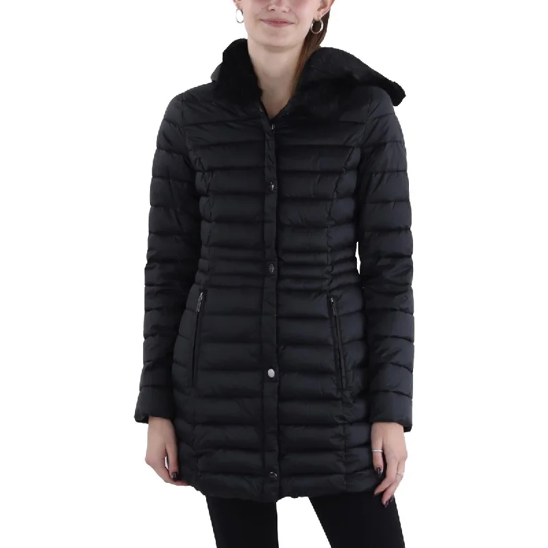 women's lightweight cargo jacket -Laundry by Shelli Segal Womens Hooded Long Puffer Jacket