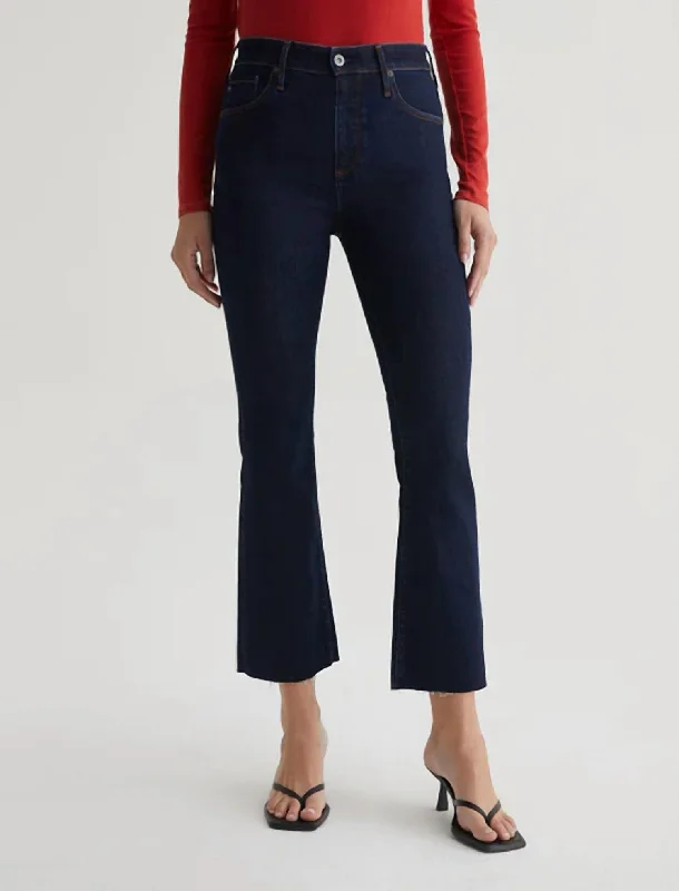 stretch flare-leg jeans for women -Farrah Boot Crop In Modern Indigo