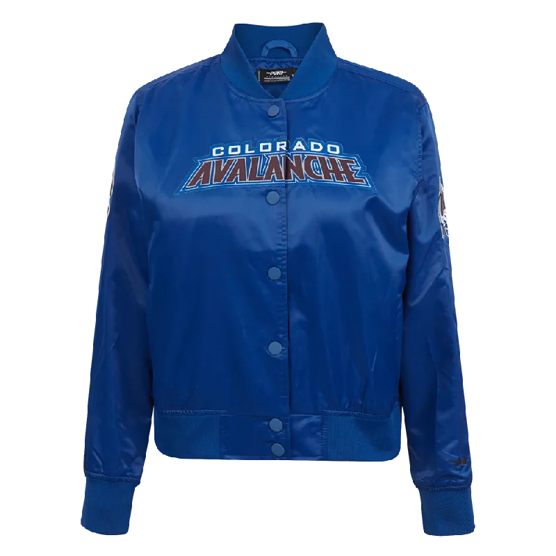 women's varsity bomber jacket -NHL COLORADO AVALANCHE CLASSIC WOMEN'S SATIN JACKET (DODGER BLUE)